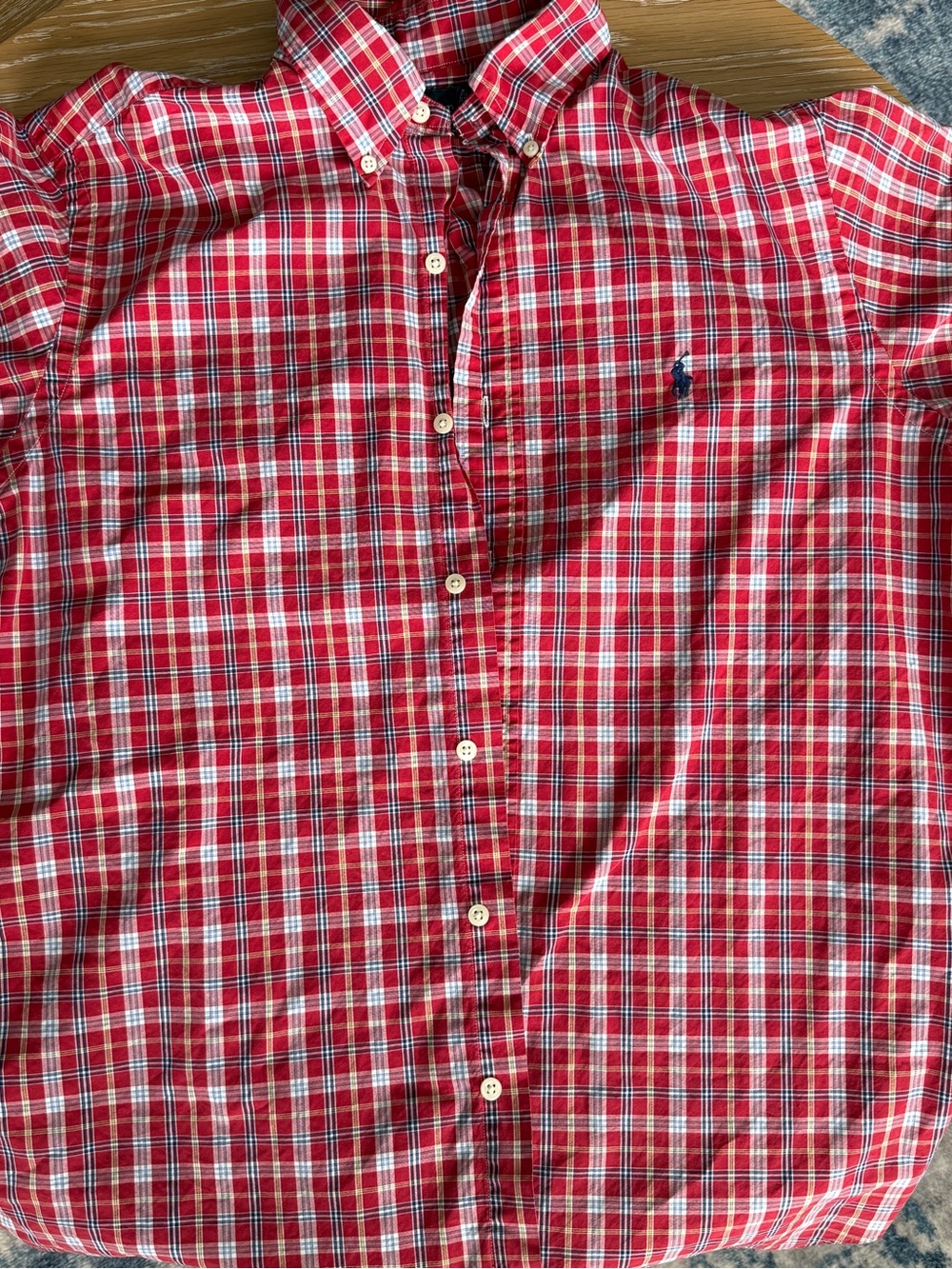 Polo Ralph Lauren Red Plaid Short Sleeve Button Down Shirt Classic Fit Men’s M
